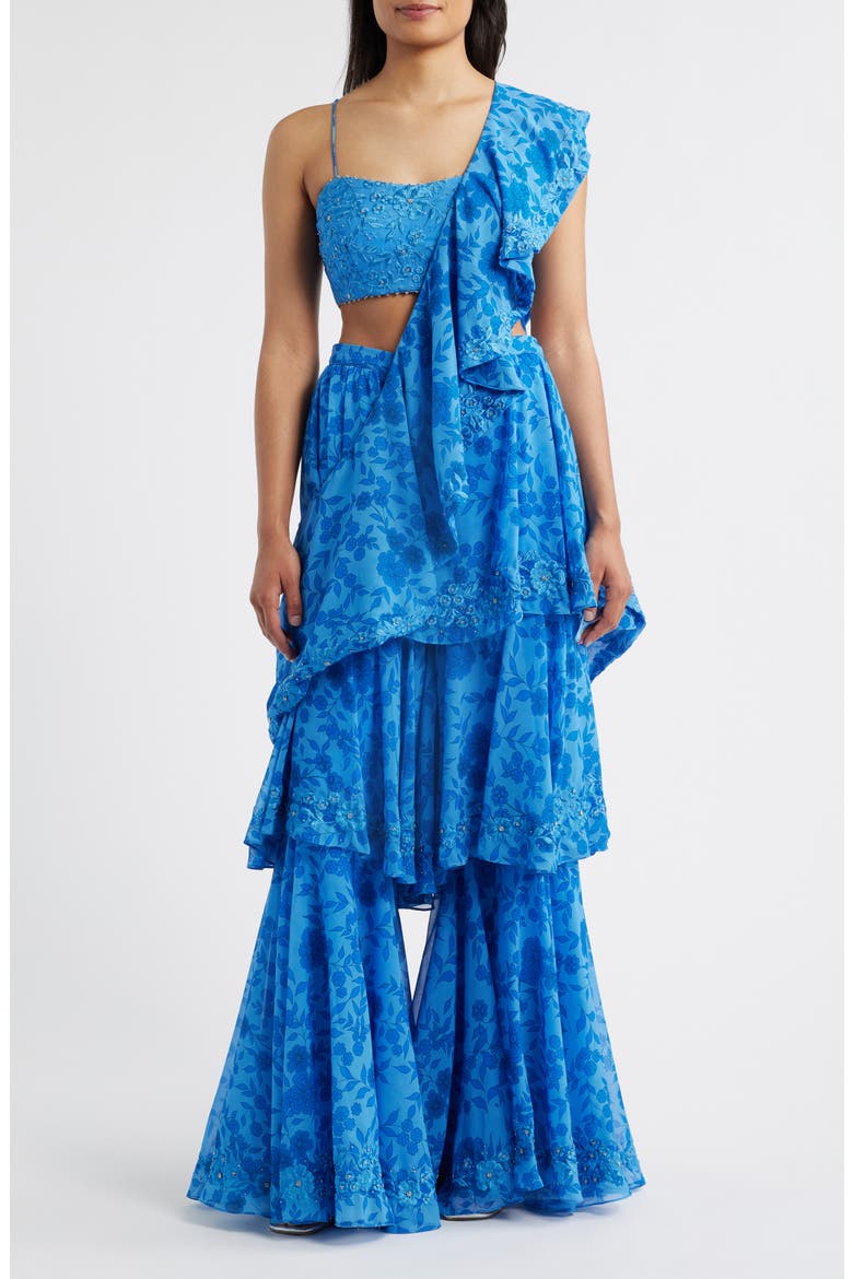 Zaina Choli, Dupatta & Palazzo Pants Set, Main, color, SAPPHIRE