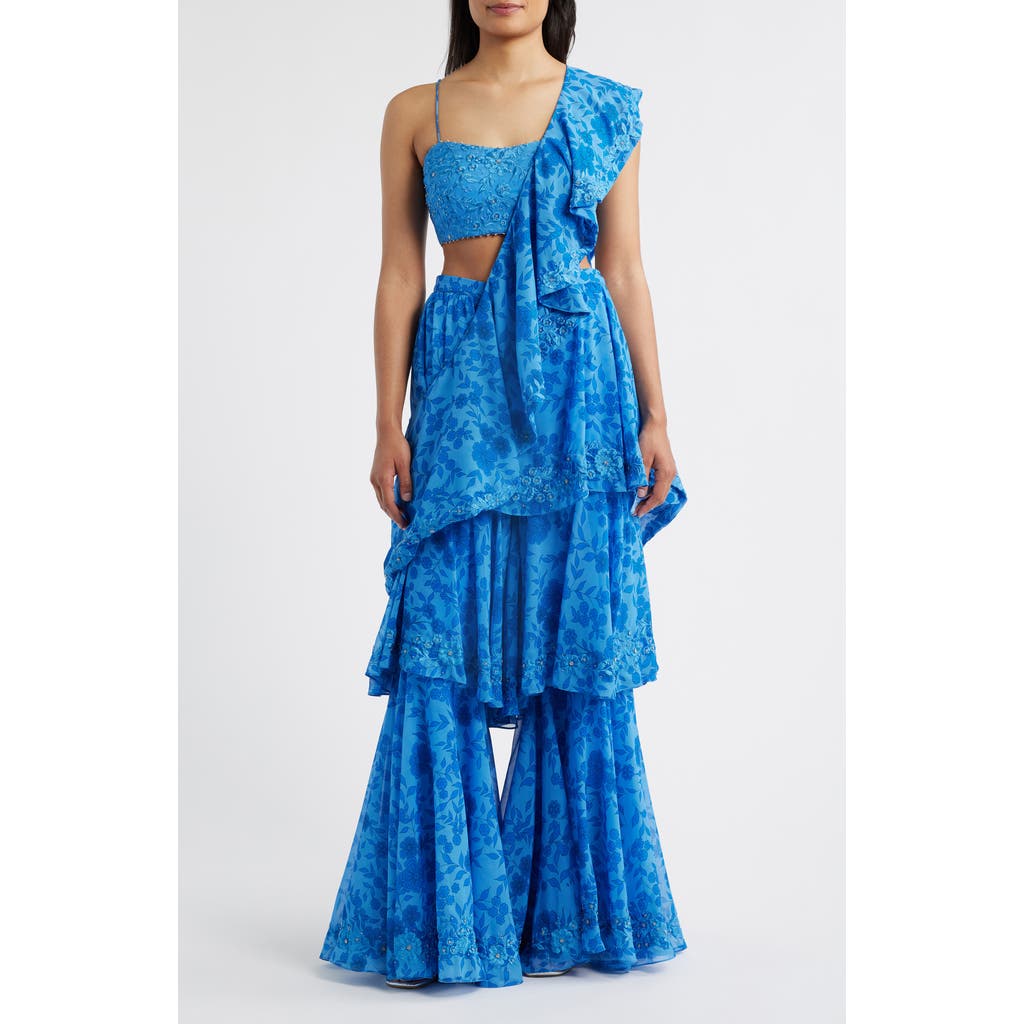 Sani Zaina Choli, Dupatta & Palazzo Pants Set in Sapphire  product