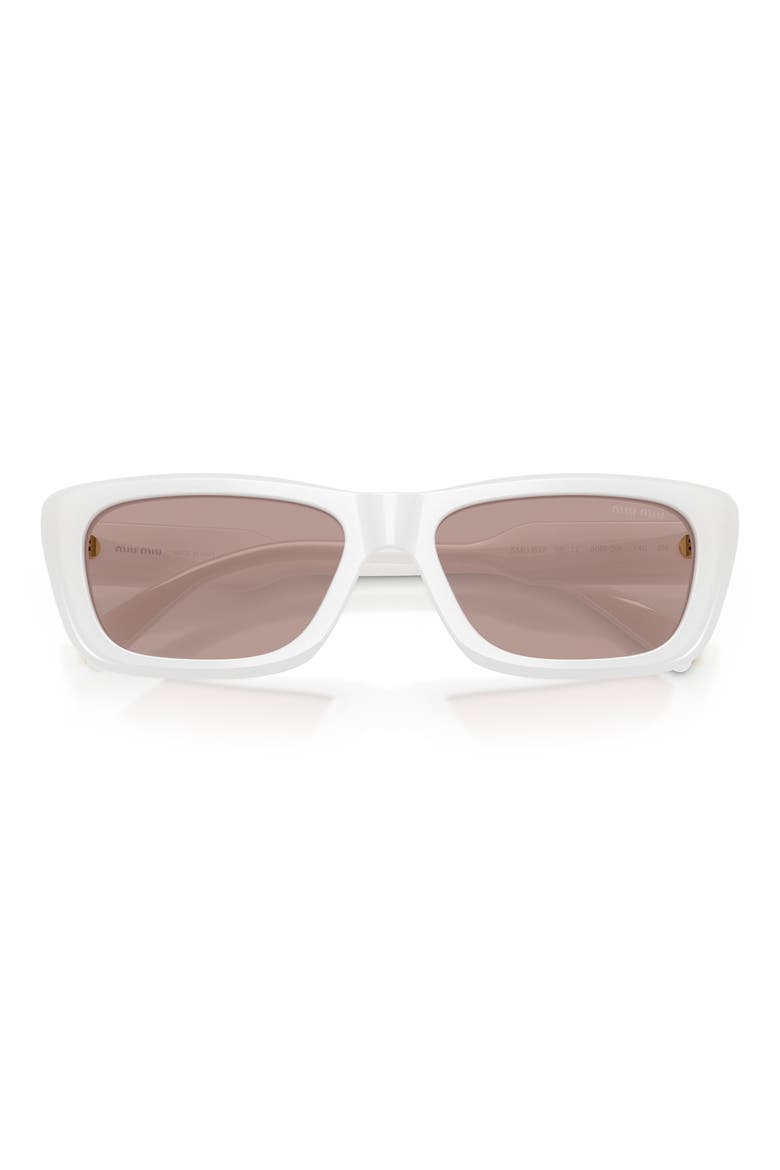 56mm Rectangular Sunglasses, Alternate, color, OPAL WHITE / PURPLE BROWN