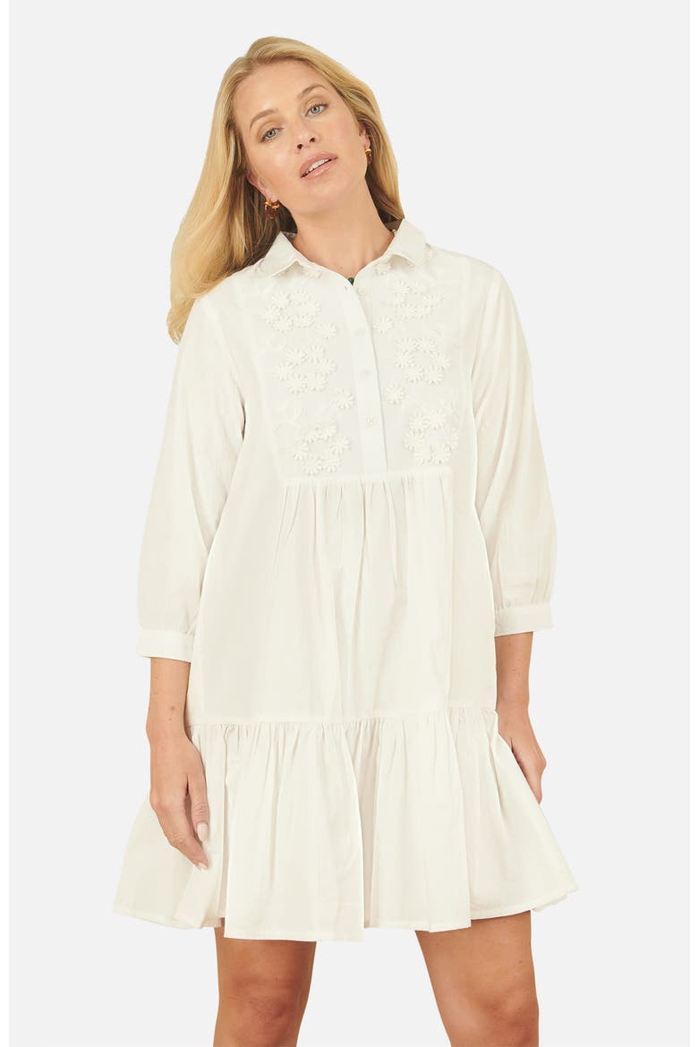 Cotton Flower Tunic Dress, Alternate, color, White