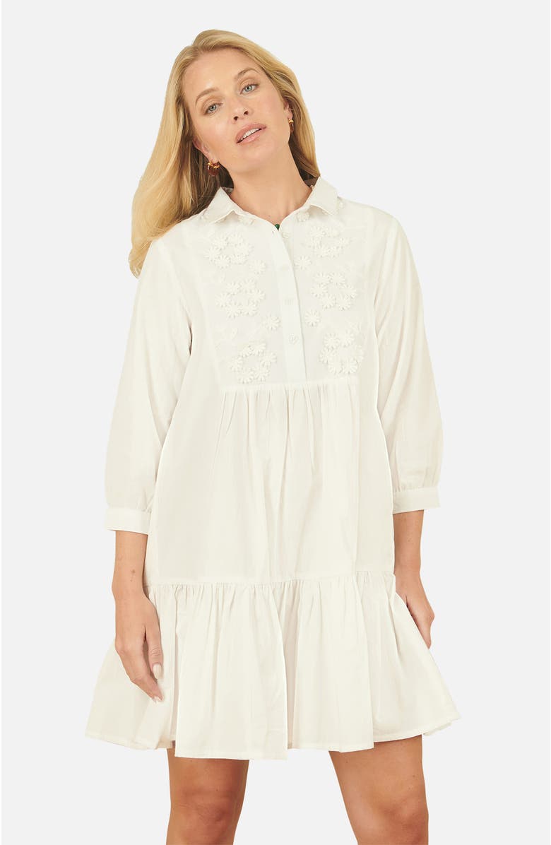 Yumi Cotton Flower Tunic Dress, Alternate, color, White