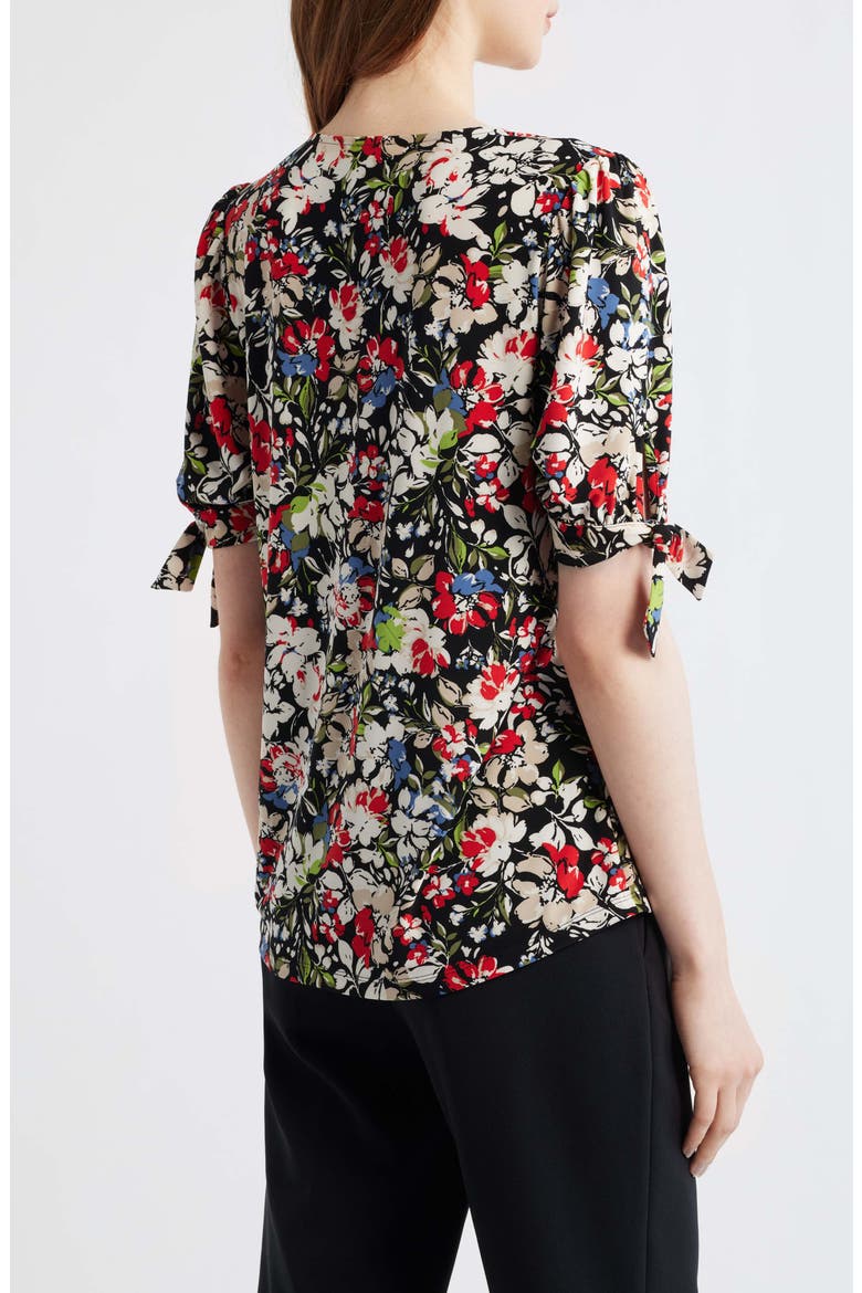 Floral Print Short Sleeve Jersey Top, Alternate, color, ANNE BLACK MULTI