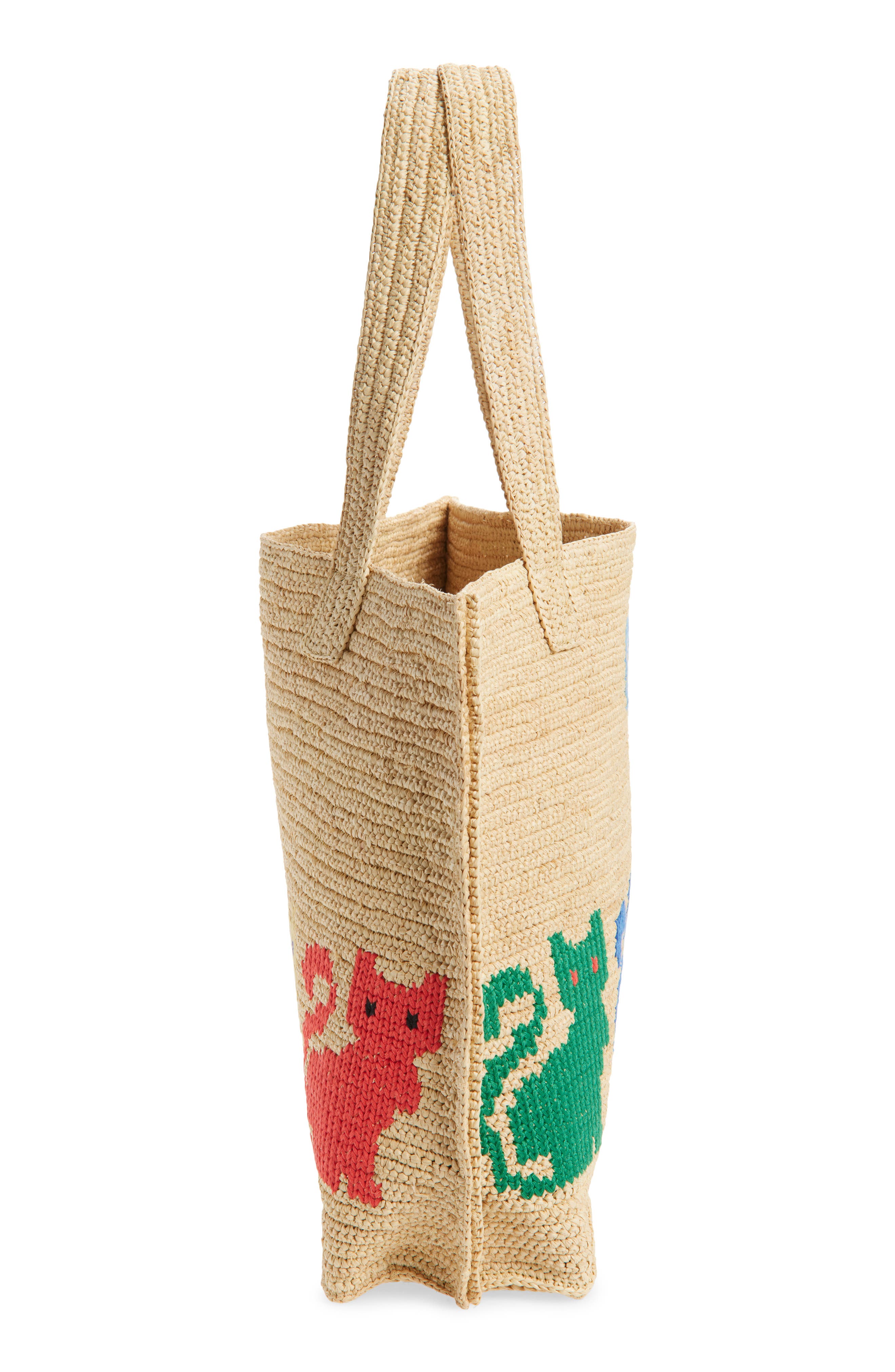 Valentino Garavani Large Raffiachat Crochet Tote, Alternate, color, Natural Multi