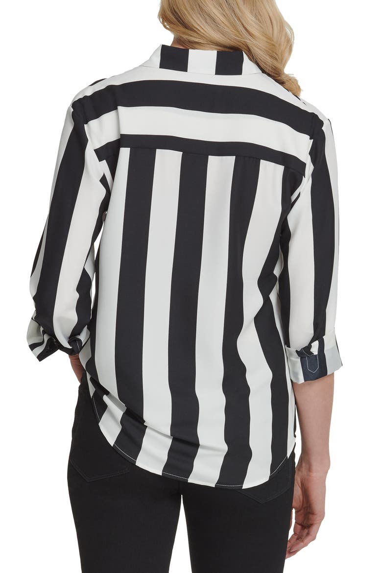 Stripe Blouse, Alternate, color, BLACK/ IVORY