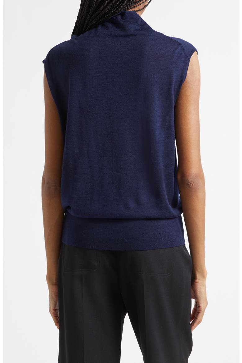 Honey Cowl Neck Sleeveless Wool Sweater, Alternate, color, NAVY
