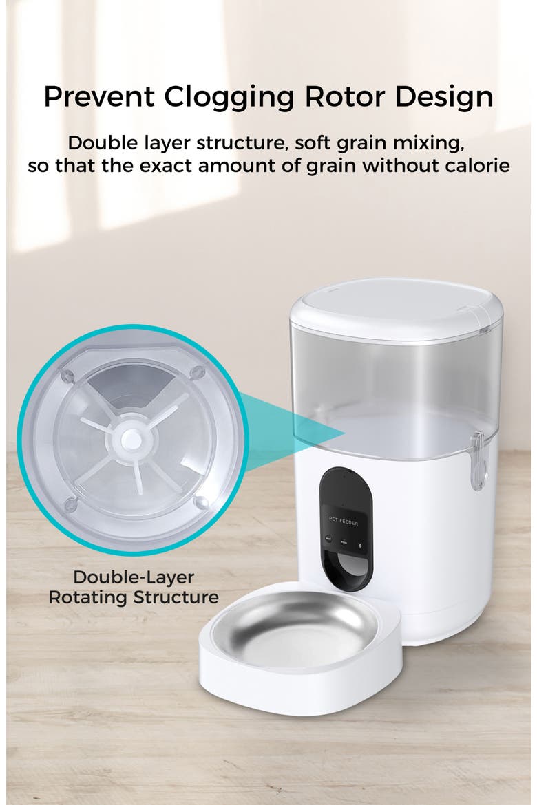 Smart WiFi Pet Feeder Automatic Food Dispenser, Alternate, color, White