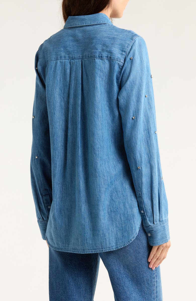 Caslon<sup>®</sup> Crystal Embellished Denim Button-Up Shirt, Alternate, color, Medium Wash