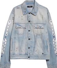 AMIRI Crystal Studded Bones Denim Trucker Jacket