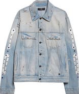 AMIRI Crystal Studded Bones Denim Trucker Jacket