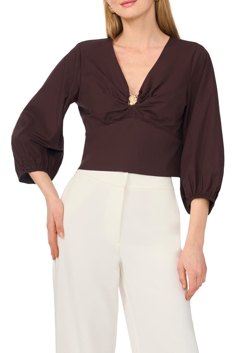 Seashell Hardware Cotton Top, Main, color, DARK CHOCOLATE DELIGHT