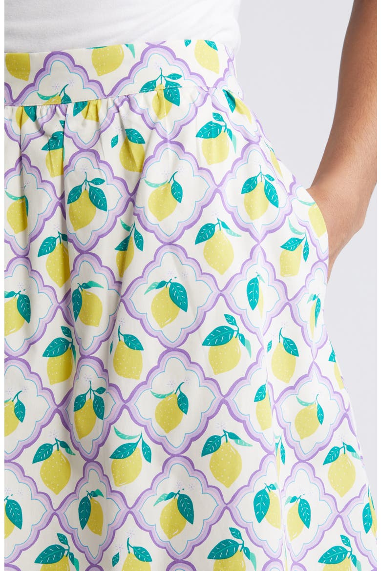 Hattie Cotton Poplin Midi Skirt, Alternate, color, LAVENDER LEMON GROVE