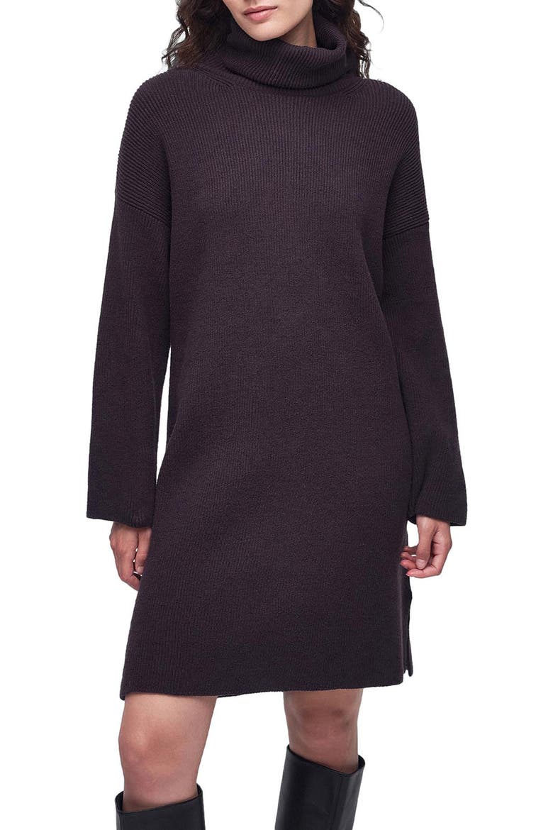Long Sleeve Cotton Blend Turtleneck Sweater Dress, Main, color, COFFEE BEAN