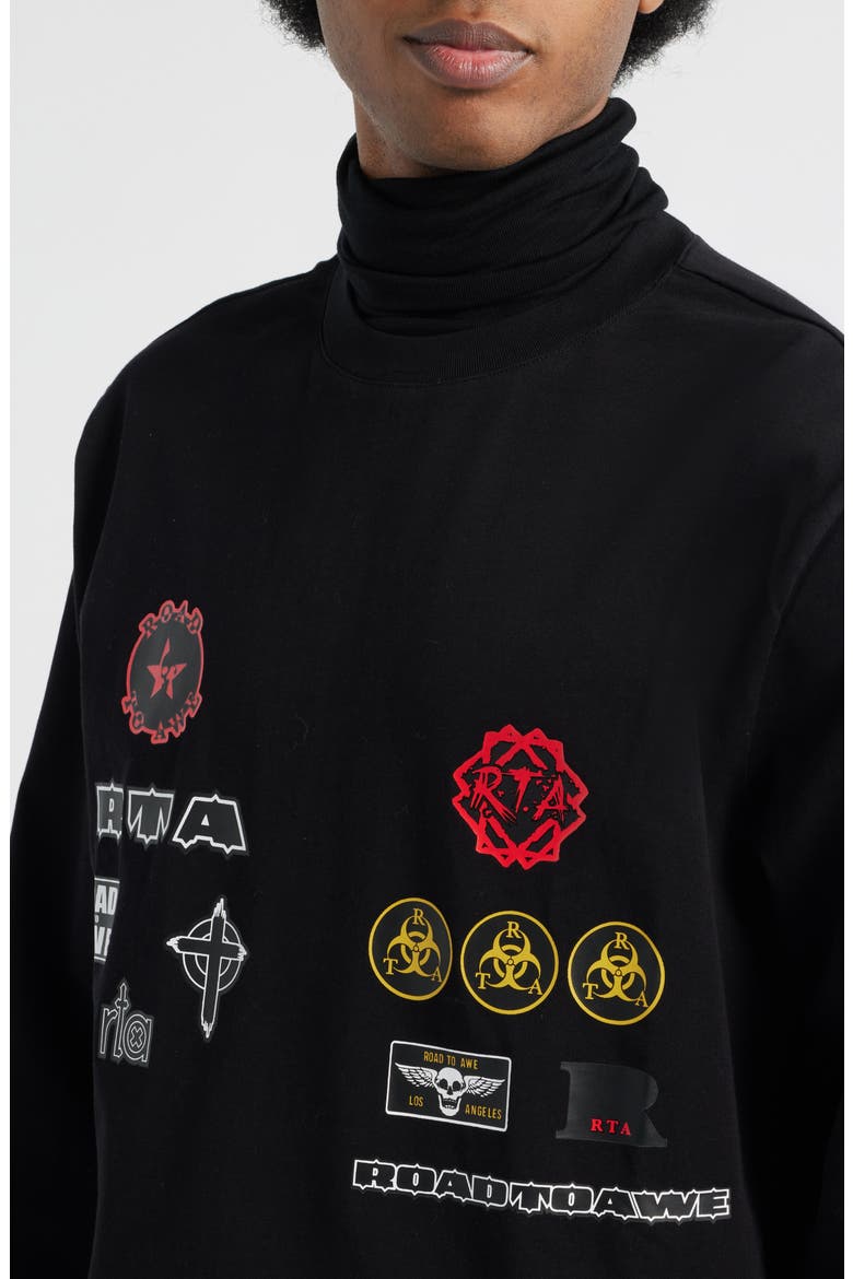 Alexander Graphic Military Patch Turtleneck, Alternate, color, BLACK MILITARY PATCH