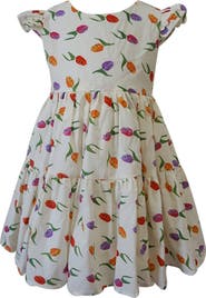 Popatu Kids' Flutter Sleeve Tiered Party Dress
