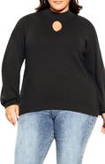 City Chic Keyhole Mock Neck Sweater
