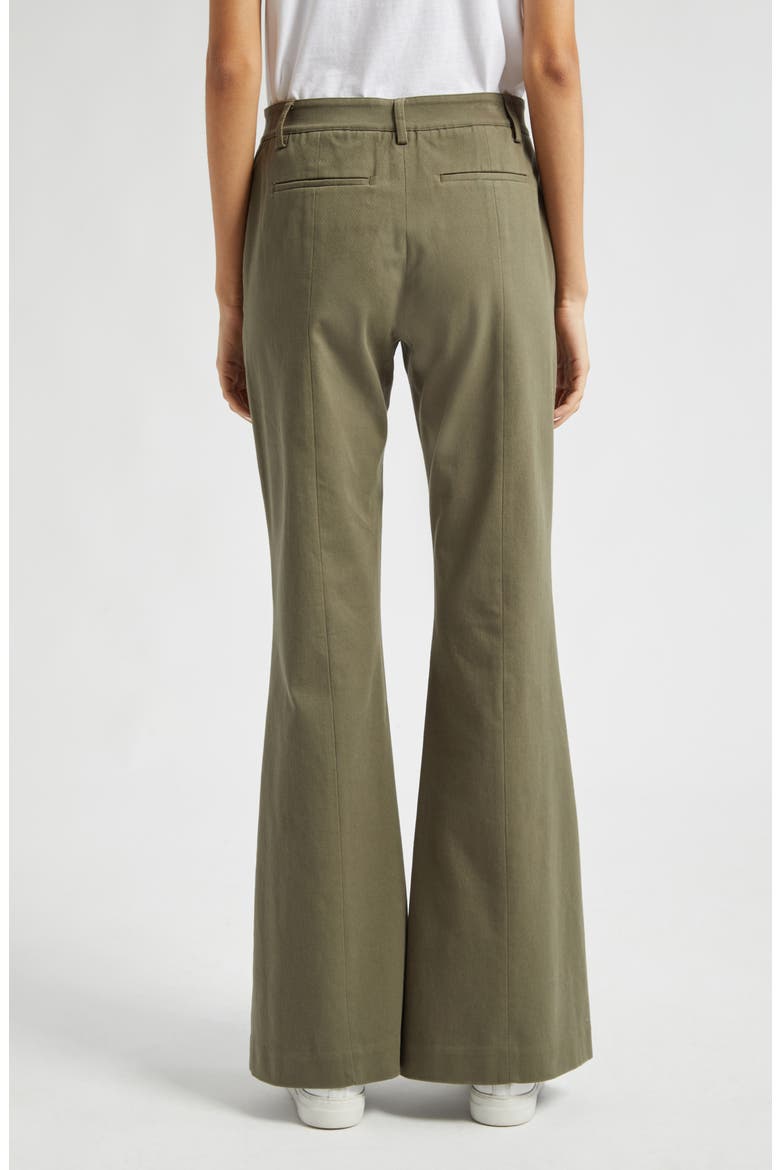 Stretch Cotton Twill Flare Leg Pants, Alternate, color, OIL GREEN