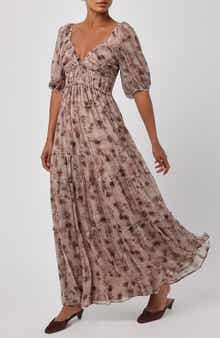 Lulus Madison Puff Sleeve Ruched Tiered Maxi Dress