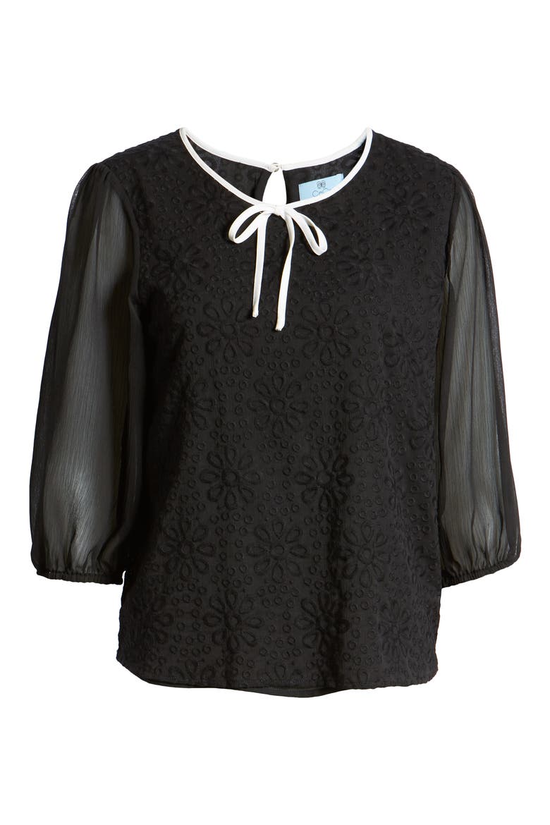 Tie Neck Blouse, Alternate, color, RICH BLACK