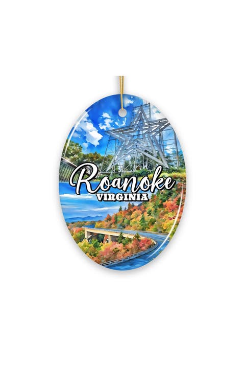 Roanoke Virginia Mountain Town Oval Ceramic Ornament