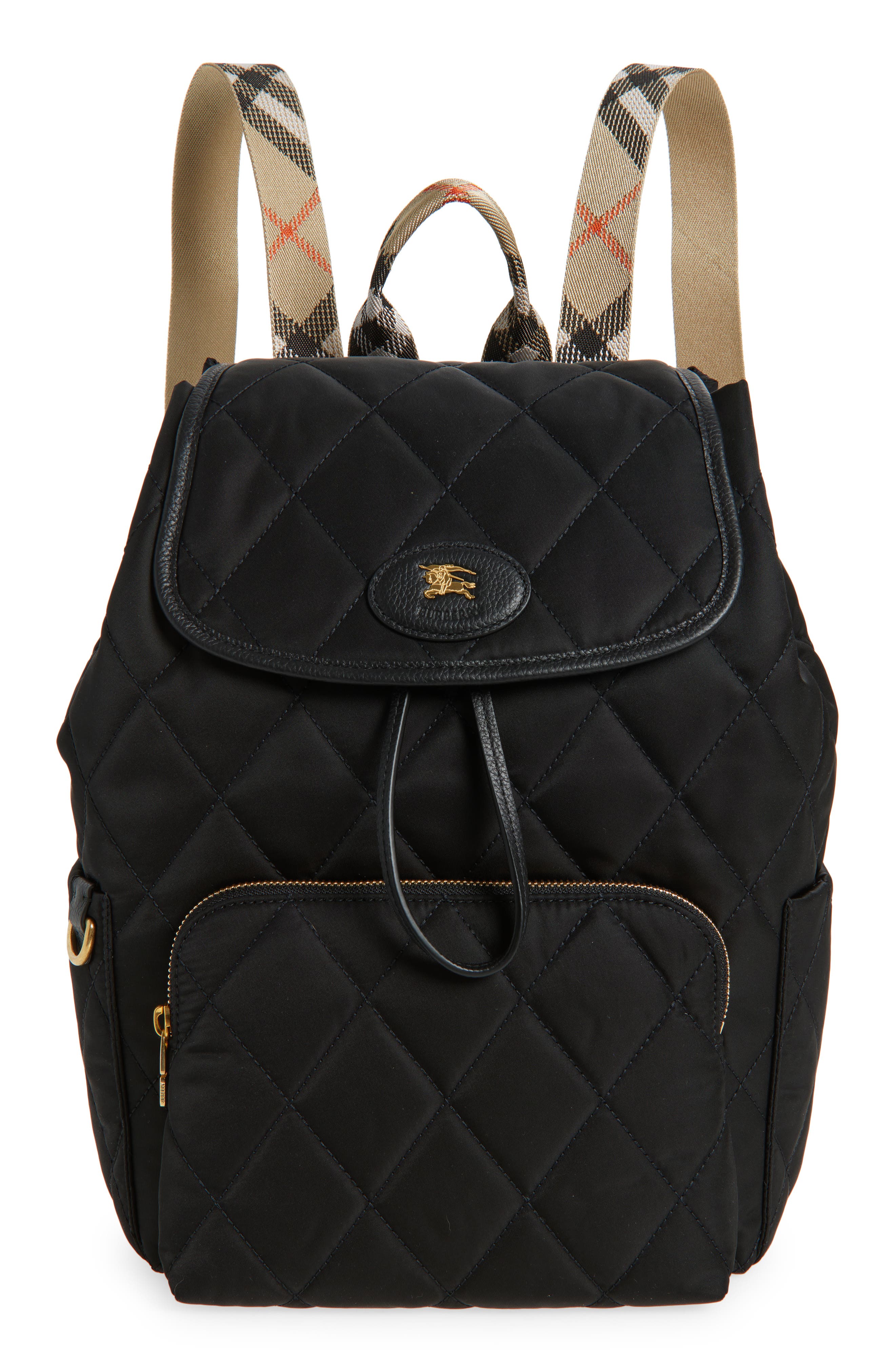 Burberry Horseshoe Quilted Nylon Backpack, Main, color, 