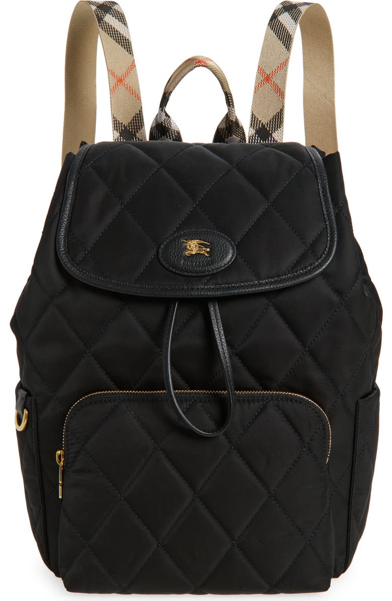 Burberry Horseshoe Quilted Nylon Backpack, Main, color,