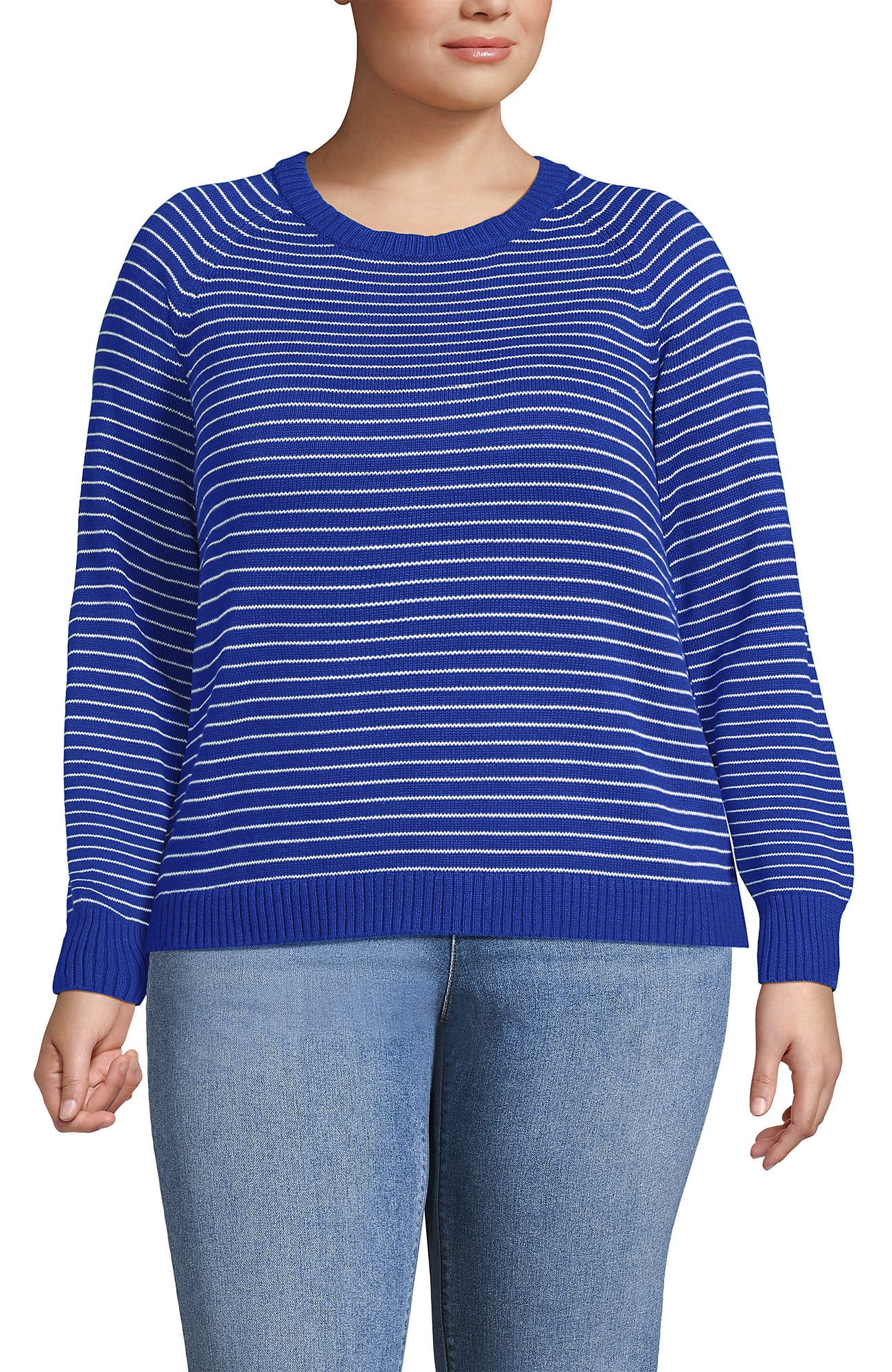 Plus Size Drifter Raglan Pointelle Crew Neck Sweater - image 5