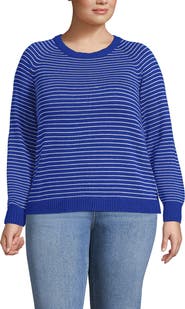 Lands' End Drifter Jacquard Raglan Crew Neck Sweater