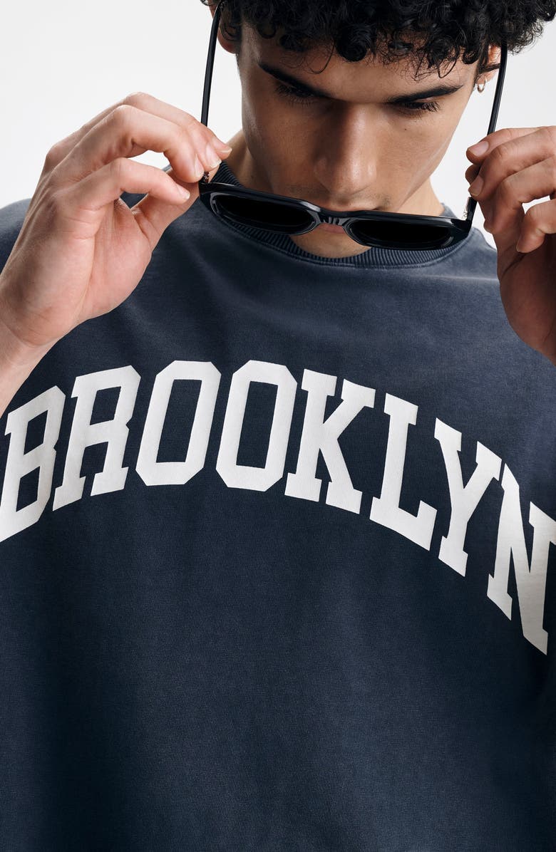 Brooklyn Industries Loose Fit Collegiate Logo Cotton Graphic T-Shirt, Alternate, color, Ombre Blue