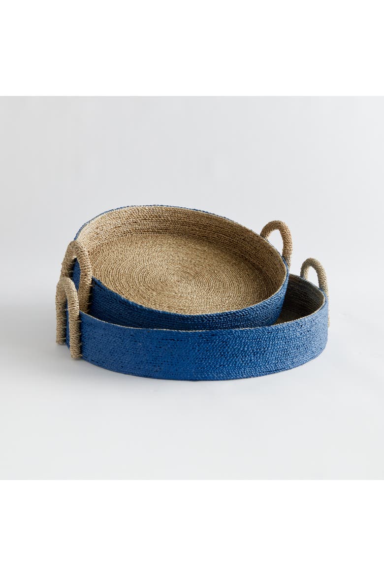 Tiana Seagrass Round Decorative Baskets Set of 2, Alternate, color, Blue