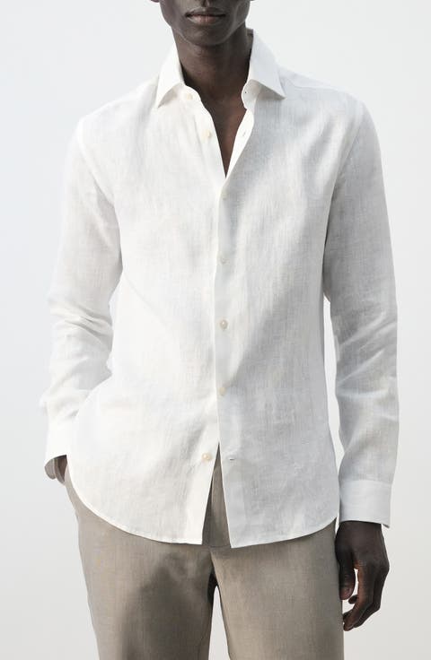 Slim Fit Linen Button-Up Shirt