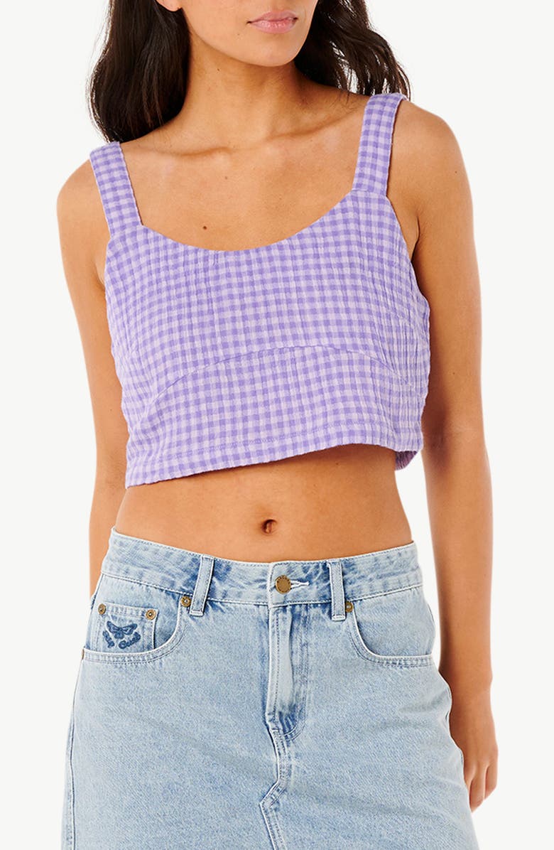 Rip Curl Premium Surf Check Crop Top, Main, color, Purple