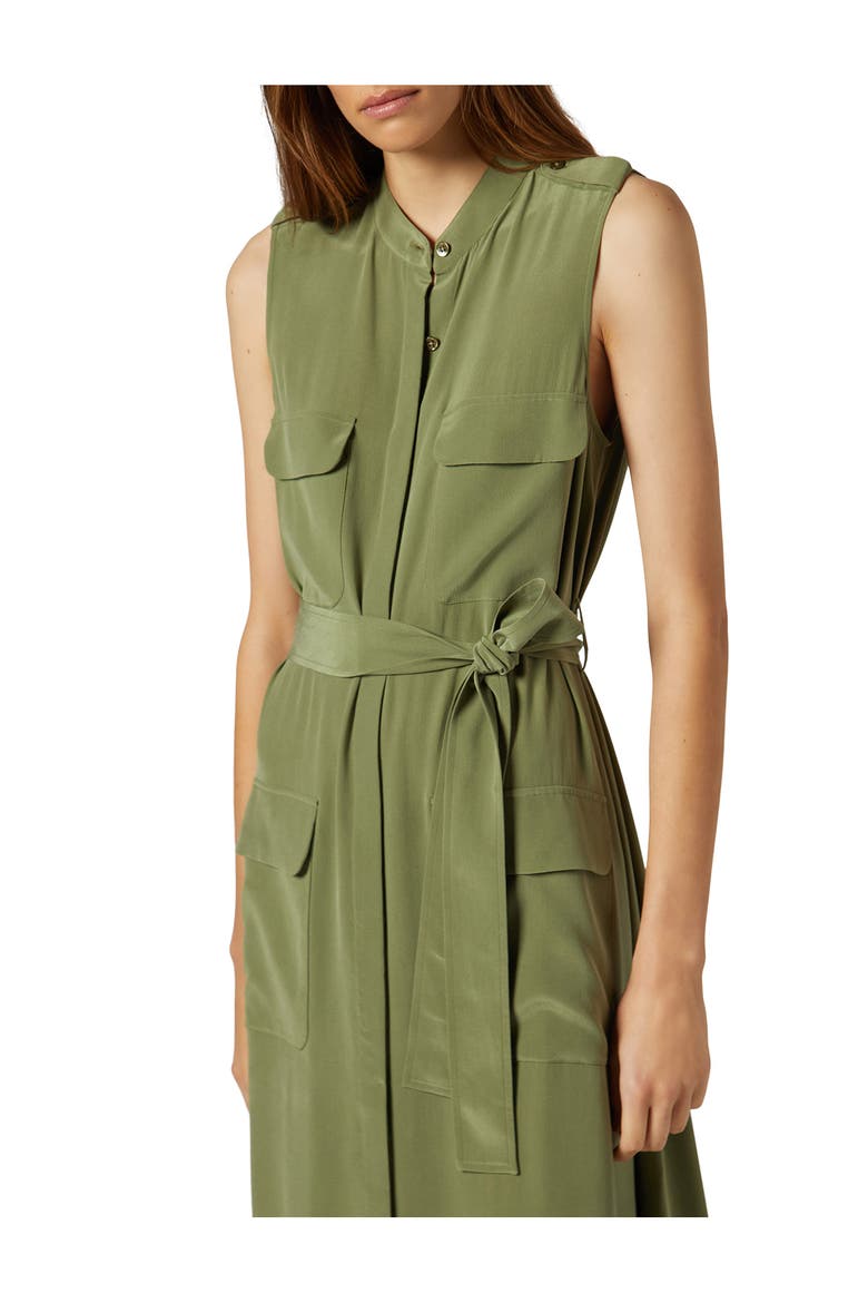 Illumina Sleeveless Silk Dress, Alternate, color, OLIVE GREEN