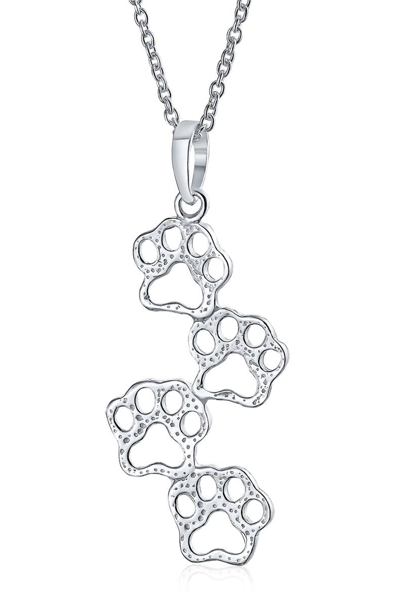 Sterling Silver Paw Pendant Necklace, Alternate, color, SILVER