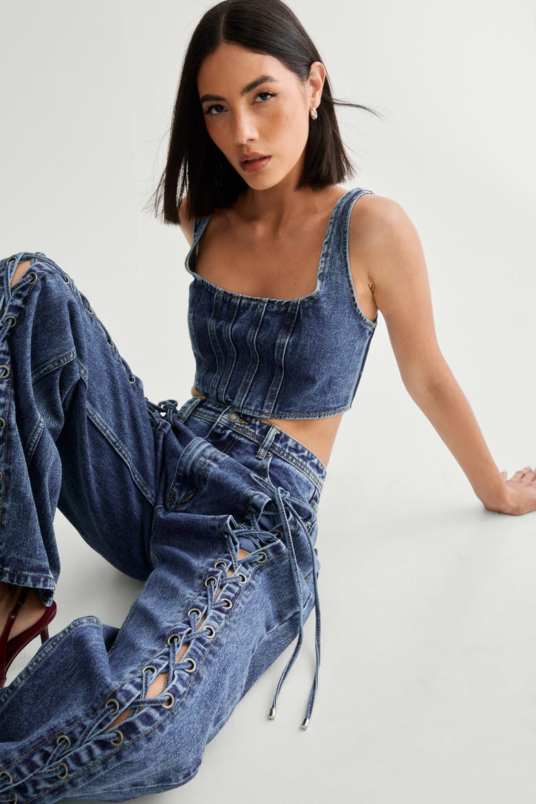 Lace Front Detail Jean, Alternate, color, Authentic Midwash