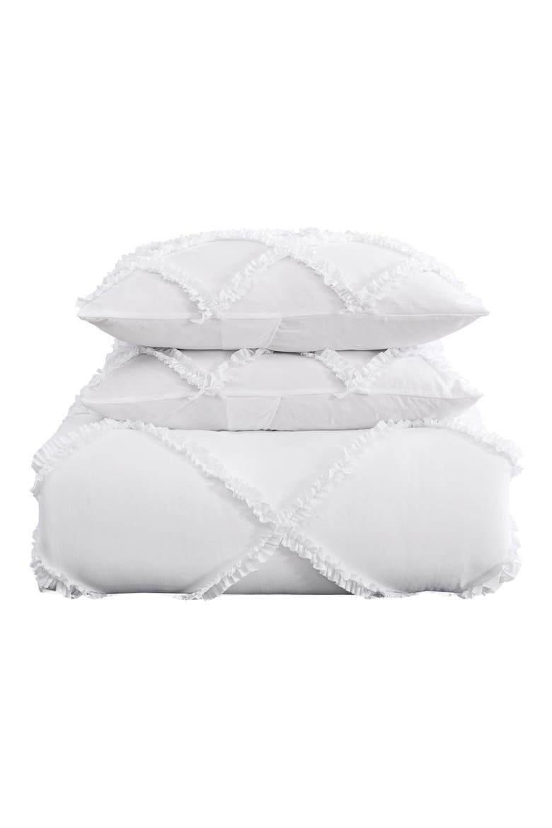 Norah Microfiber Comforter & Sham 3-Piece Set, Main, color, WHITE