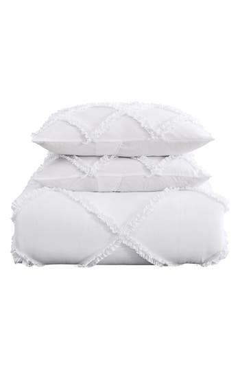 Laura Ashley Norah Microfiber Comforter & Sham 3-piece Set In White