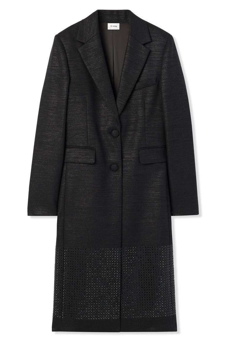 Metallic Twill Longline Jacket, Alternate, color, BLACK/ BLACK