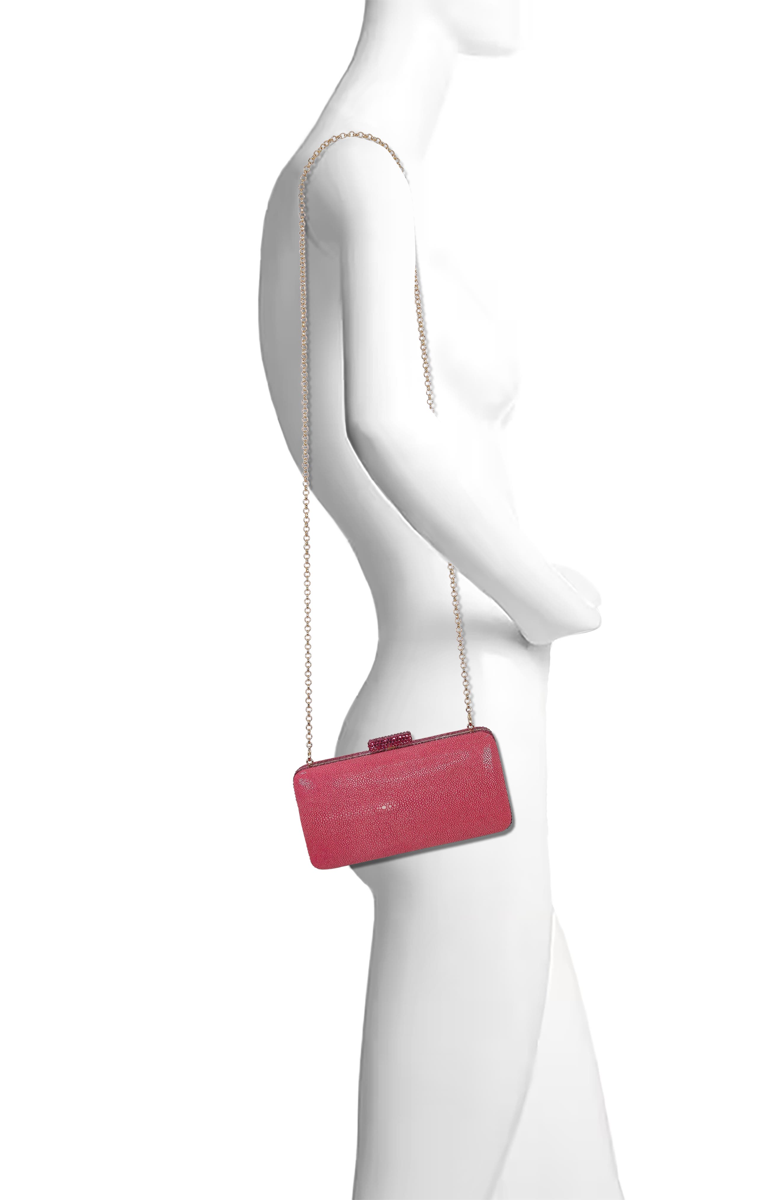Evelyn Stingray Leather Minaudiere, Alternate, color, Cherry Blossom