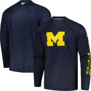Columbia Men's Columbia Navy Michigan Wolverines PFG Terminal Tackle Omni-Shade Raglan Long Sleeve T-Shirt