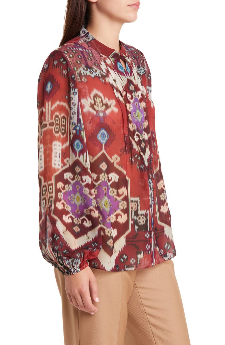 KOBI HALPERIN Charlie Batik Print Pintuck Blouse, Alternate, color,