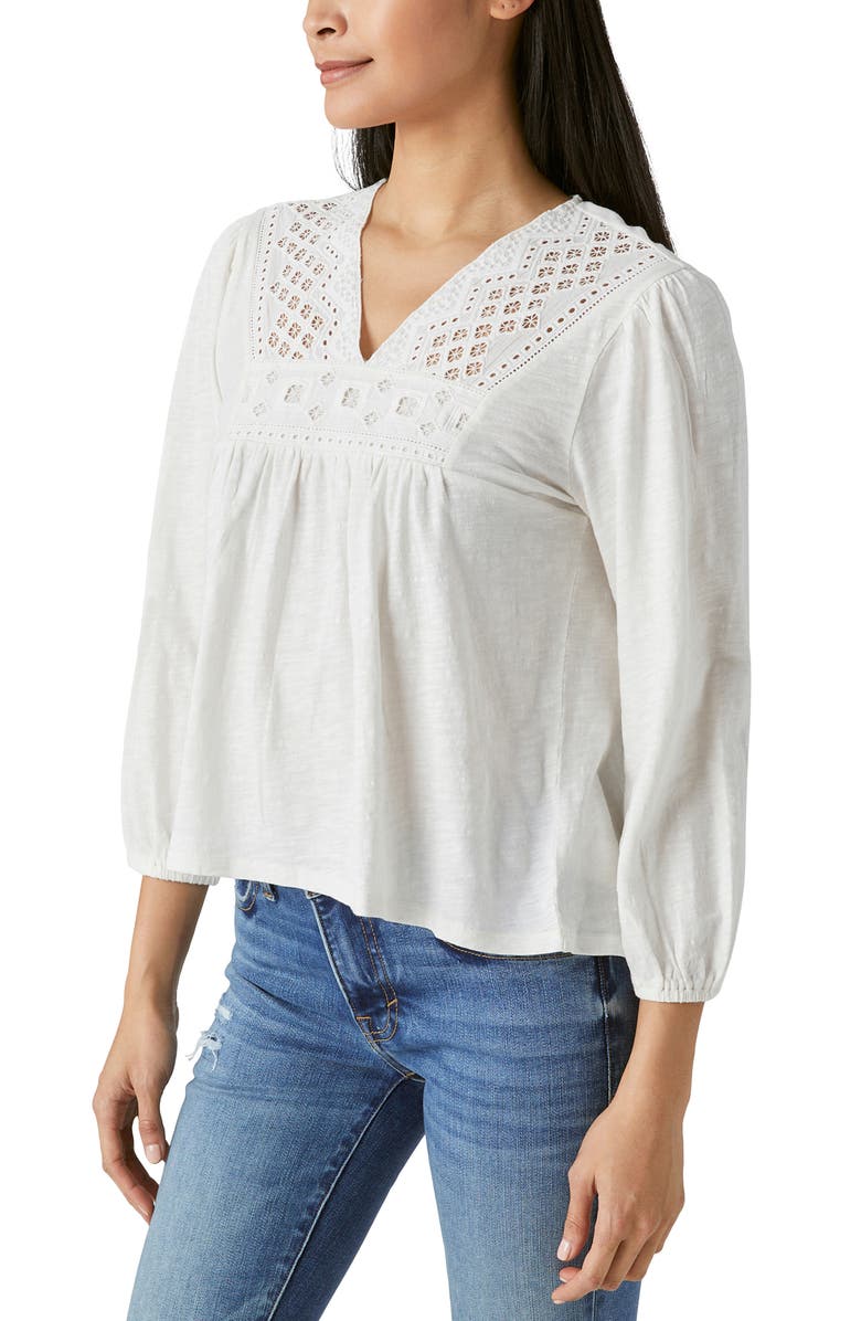 Lucky Brand Cutwork Peasant Top, Alternate, color, 