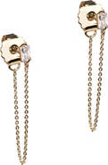 CZ by Kenneth Jay Lane Baguette Cubic Zirconia Draped Chain Front/Back Earrings