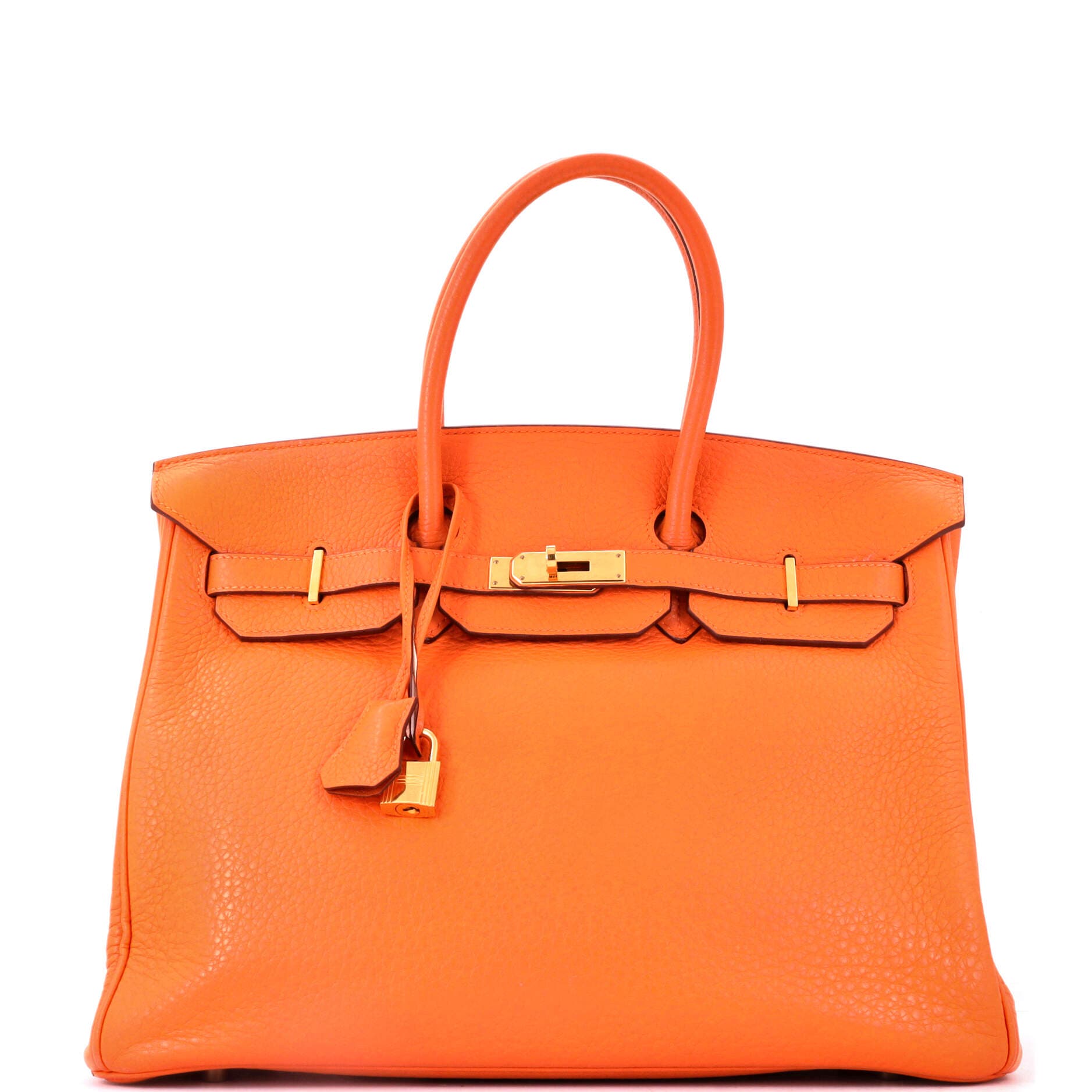 Birkin Handbag Orange Clemence with Gold Hardware 35, Main, color, Orange