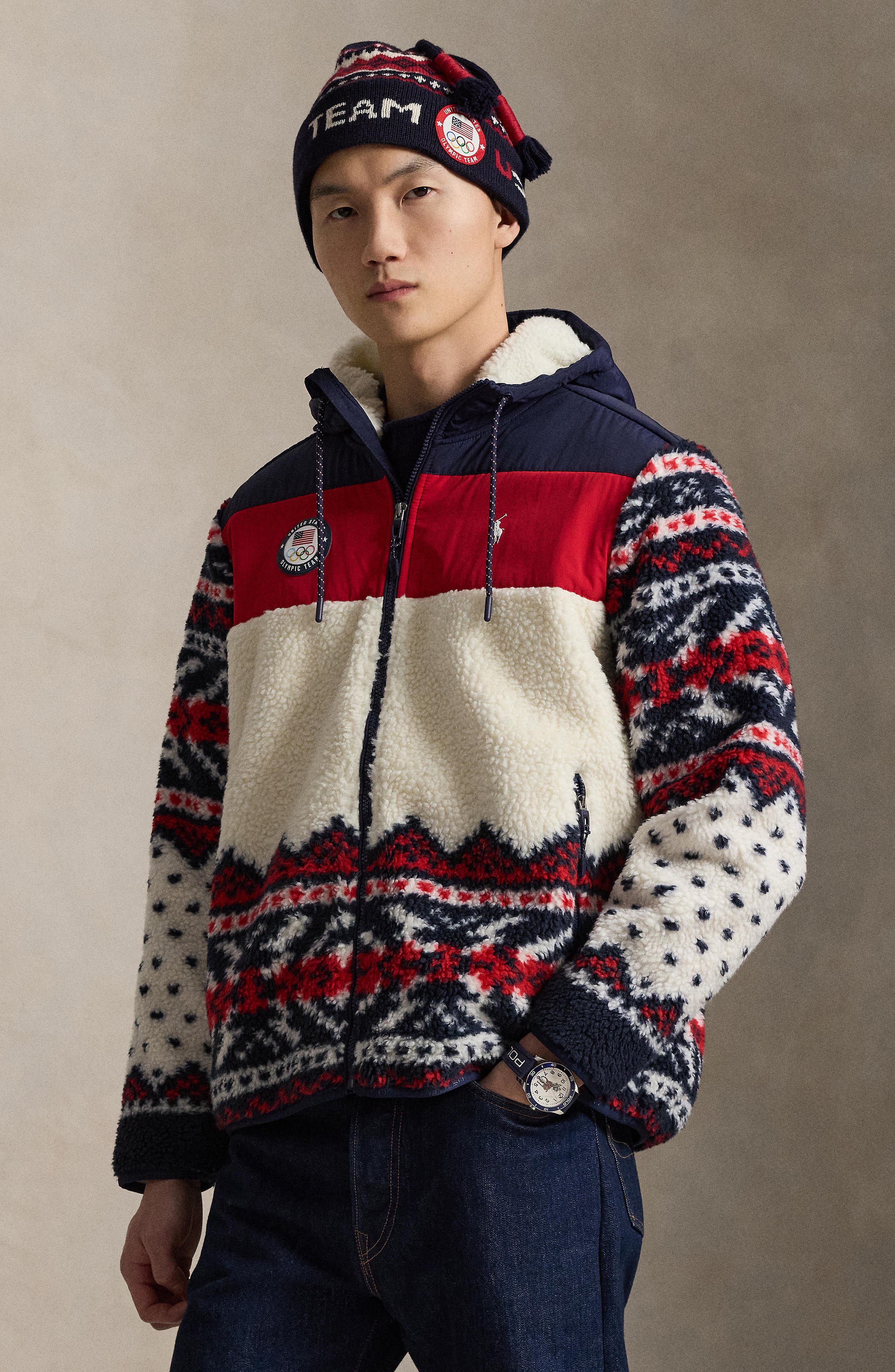 Polo Ralph Lauren Team USA Hybrid Fleece Zip Hoodie (Men) | Nordstrom
