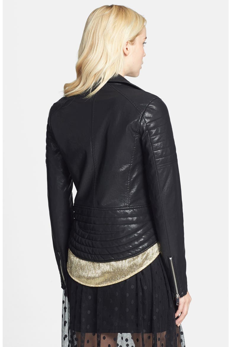 Quilted Faux Leather Jacket, Alternate, color, BLACK
