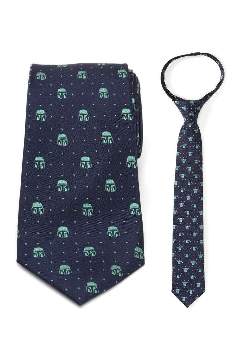 Mandalorian Father & Son Silk Tie Set, Main, color, NAVY