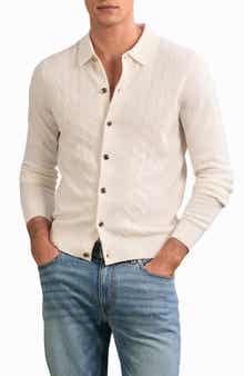 Reiss Gideon Collared Diamond Texture Wool Cardigan