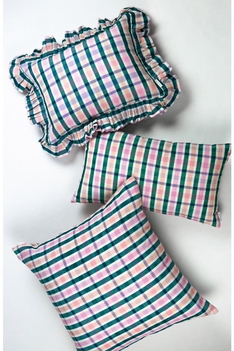 Handwoven Classic Plaid Square Cotton Throw Pillow, Alternate, color, Green