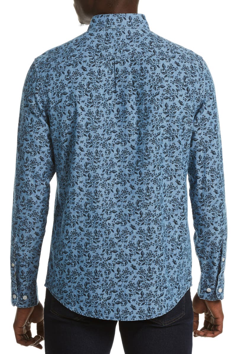 Original Penguin Floral Chambray Cotton Button-Down Shirt, Alternate, color,