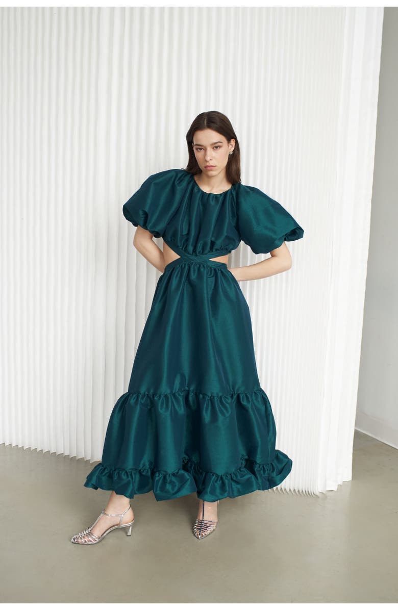 Vasiliki Laila Maxi Taffeta Dress, Alternate, color, Emerald Green